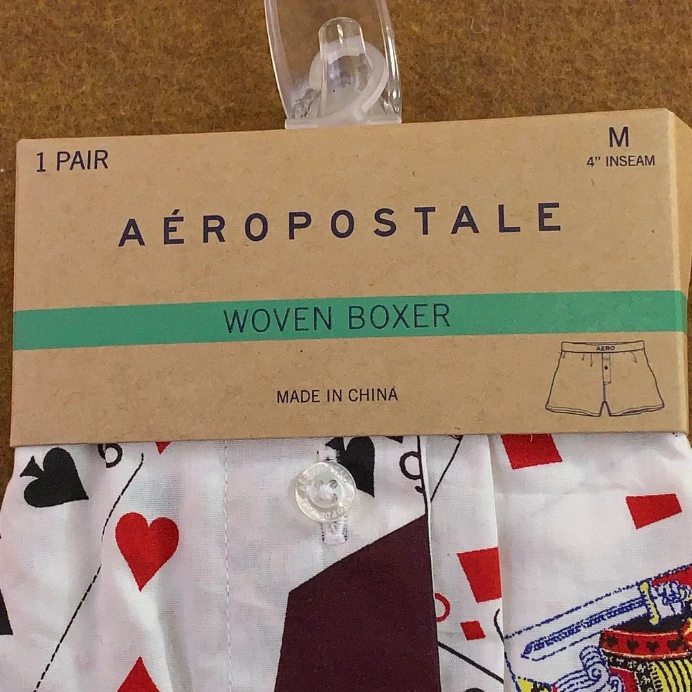 Aeropostale Mens Medium White Playing Card Woven Boxer Underwear NWT